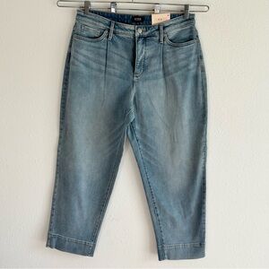 NYDJ Wide Leg Jeans Women's Size 10 Blue Stretch Denim Balloon Ankle Pleated